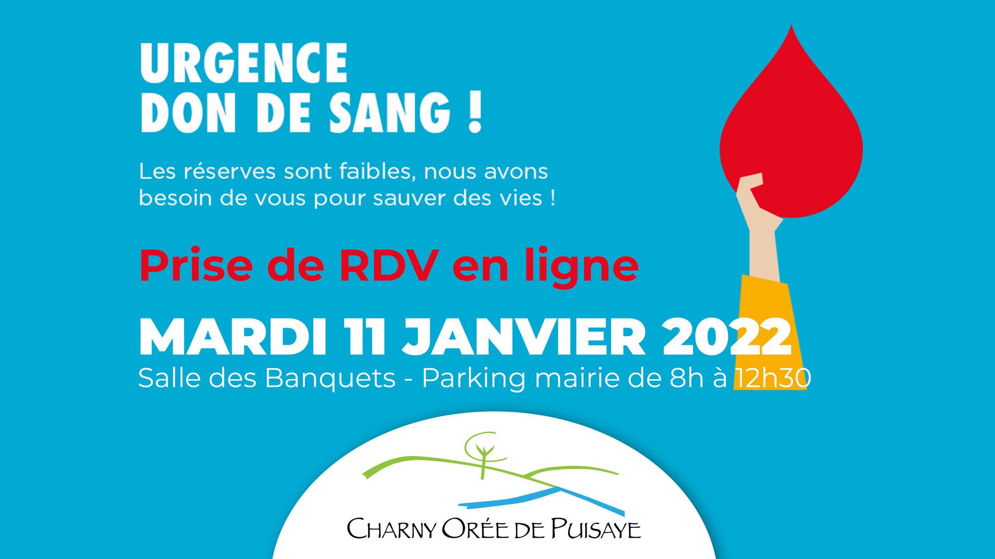 Don du sang mardi 11 janvier 2022 Charny Orée de Puisaye