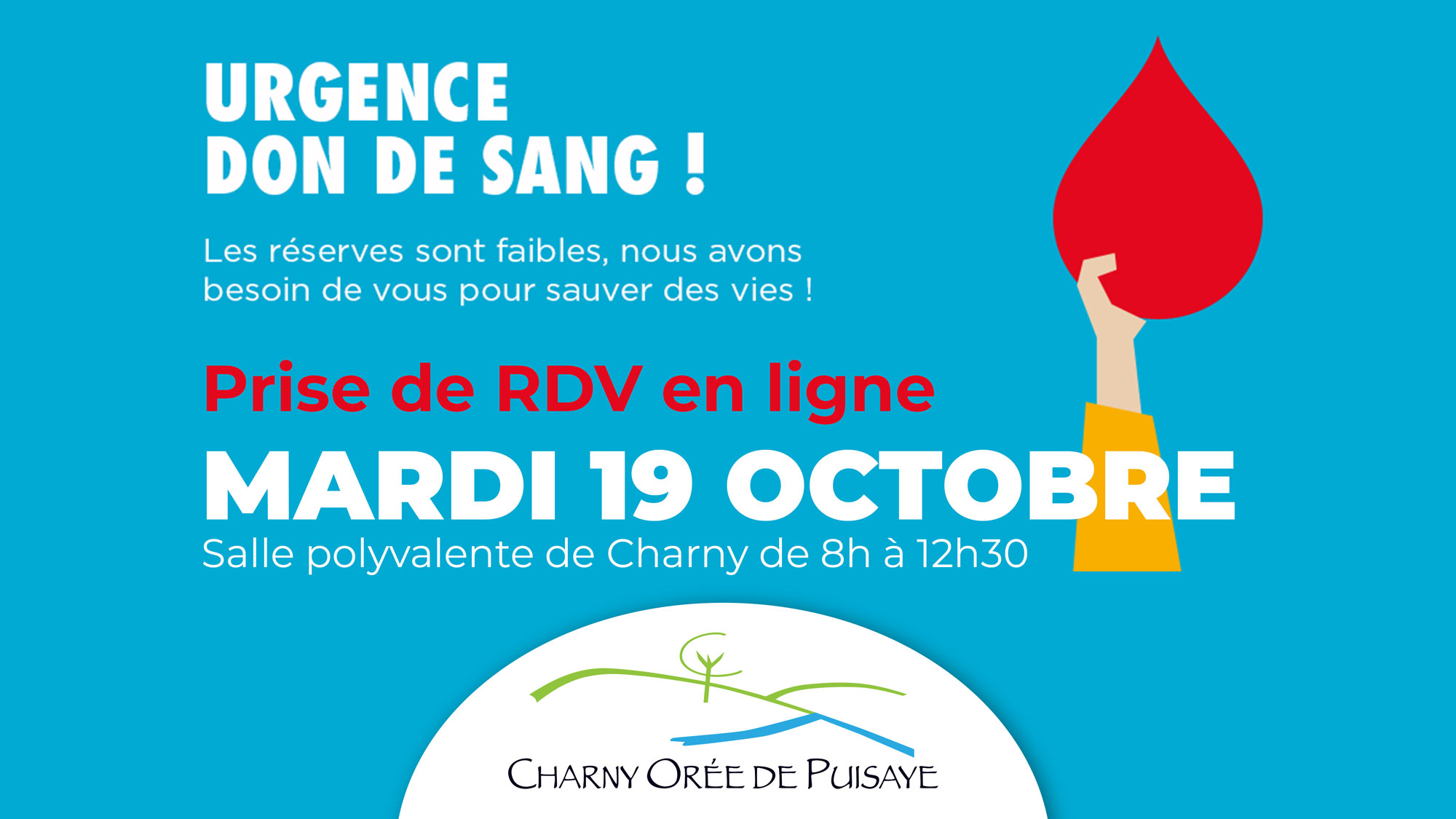 Don du sang 19 octobre Charny Orée de Puisaye